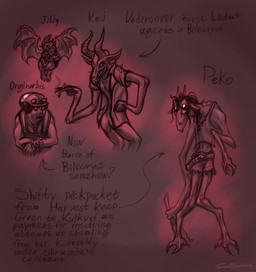 3_fingers 6_fingers anthro armor bottomless clothed clothing fingers group headgear headwear helmet horn jacket jacket_only male mohawk partially_clothed sharp_teeth size_difference smoking teeth text topwear topwear_only unusual_anatomy warts taraelblackwing demon demon_humanoid humanoid imp digital_media_(artwork) english_text hi_res sketch
