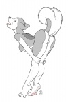 4_toes anthro bent_over breasts feet female genitals hindpaw nude paws plantigrade presenting pussy raised_tail side_boob simple_background solo tail toes charon2 canid canine canis domestic_dog husky mammal nordic_sled_dog spitz 2012 hi_res