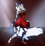 1920s_theme alternative_fashion breasts clothing dancing dress eyes_closed female flapper footwear high_heels red_clothing red_dress roaring shoes solo thefluffykitten jackalope_(artist) tris domestic_cat felid feline felis mammal 2020