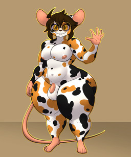 anthro balls big_balls big_butt big_muscles big_pecs butt femboy genitals male muscular nipples pecs penis small_penis solo thick_thighs heikidraws heiki_(heikidraws) mammal mouse murid murine rodent 5:6 absurd_res hi_res