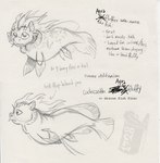 ambiguous_gender barbel_(anatomy) cheek_fins directional_arrow ear_fins feral fin gills mane notes simple_background snout solo tail tail_fin text white_background ed_mortis fluffy_pony coelacanth fish fluffy_pony_(species) lobe-finned_fish mammal marine seafluff 2024 english_text graphite_(artwork) greyscale handwritten_text monochrome multiple_images pencil_(artwork) sketch sketch_page traditional_media_(artwork) watermark