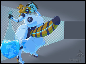 big_penis clothing cock_vore condom duo filled_condom footwear genitals gynomorph high_heels huge_penis intersex machine male penile penis sexual_barrier_device shoes vore bre-3 lagomorph mammal robot