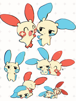 :< ^_^ ^o^ ambiguous/ambiguous ambiguous_feral ambiguous_gender big_ears biped bipedal_feral black_eyes blep blue_body blue_ears blue_fur blue_markings blue_tail cheek_markings chibi collar duo eyes_closed facial_markings featureless_crotch featureless_feet featureless_hands feet feral feral_on_feral fur gloves_(marking) head_markings holding_leash holding_object kemono leash leashed_collar looking_at_another lying markings monotone_tail multicolored_body multicolored_fur on_front on_top open_mouth open_smile pattern_background red_body red_ears red_fur red_markings red_tail riding semi-anthro simple_background smile standing tail tan_body tan_fur tongue tongue_out two_tone_body two_tone_fur reruponzu nintendo pokemon generation_3_pokemon mammal minun plusle pokemon_(species) 2025 digital_media_(artwork) hi_res multiple_images