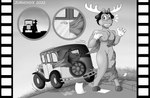 anthro car classic_car clothing embarrassed female genitals nipples nude pussy solo toony vehicle wardrobe_malfunction juanonyx deer mammal moose new_world_deer hi_res