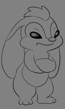 3_toes alternate_form big_ears crossed_arms feet grey_background grumpy hair looking_at_viewer simple_background solo standing toes kajabuubuu disney lilo_and_stitch stitch! dark_end_(stitch!) alien experiment_(lilo_and_stitch) 2020 3:5 digital_drawing_(artwork) digital_media_(artwork) monochrome