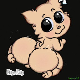 all_fours anthro anus balls big_butt black_background black_eyes brown_body brown_ears brown_fur brown_nose brown_tail butt ear_piercing ear_ring fur genitals high-angle_view looking_back male nude penis piercing rear_view ring_piercing short_tail simple_background small_balls small_penis smile solo tail text thick_thighs three-quarter_view twerking young bananapop garn47 car_(garn47) domestic_cat felid feline felis mammal 1:1 2025 2d_animation animated animated_gif artist_name digital_media_(artwork) flipaclip_(artwork) loop short_playtime