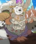 anthro blue_eyes eye_scar facial_scar fur male overweight overweight_anthro overweight_male scar solo white_body white_fur waniharu sdorica crushfang_(sdorica_sunset) bear mammal polar_bear ursine 2018 hi_res