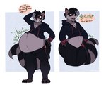 after_vore anthro before_and_after belly big_belly bodily_noises burping clothed clothing dialogue dialogue_with_sound_effects different_sound_effects digestion digestion_noises ear_piercing extended_sound_effect fatal_vore femboy fluffy fluffy_tail fully_clothed girly_pred grin hands_in_both_pockets looking_aside low_cut_shirt male male_pred one_eye_closed onomatopoeia pecs piercing pockets rumbling_stomach smile solo sound_effect_variant sound_effects speech_bubble tail text thick_thighs vore wide_hips darkcresentskymin rye_(darkcresentskymin) mammal procyonid raccoon english_text hi_res