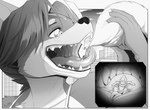 5_fingers anthro building city claws cloud day detailed_background duo emanata extreme_size_difference female fingers fully_inside looking_at_another macro male male/female open_mouth oral_vore outside partially_inside scared size_difference sky tongue tongue_out vore s2-freak nintendo pokemon jamie_(s2-freak) buizel canid canine canis domestic_dog generation_4_pokemon husky mammal nordic_sled_dog pokemon_(species) spitz 2023 digital_drawing_(artwork) digital_media_(artwork) monochrome watermark