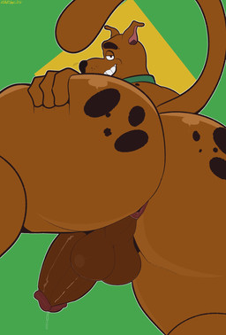 anthro anthrofied anus backsack balls big_butt black_eyebrows black_nose bodily_fluids brown_body brown_fur butt circumcised collar collar_only eyebrows fur genital_fluids genitals green_collar half-closed_eyes humanoid_genitalia humanoid_penis leaking_precum looking_back male narrowed_eyes nude penis perineum precum rear_view smile solo tail thick_eyebrows zackdadawg hanna-barbera scooby-doo_(series) scooby-doo canid canine canis domestic_dog great_dane mammal mastiff molosser 2025 digital_drawing_(artwork) digital_media_(artwork) english_description hi_res