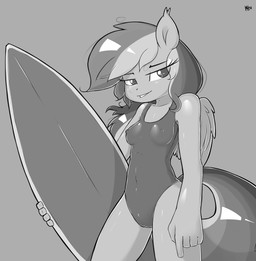 anthro anthrofied camel_toe equine female friendship_is_magic greyscale miketheuser monochrome my_little_pony pegasus rainbow_dash_(mlp) surfboard swimsuit wings
Rating: Questionable
Score: 20
User: littlecabbit
Date: May 28, 2013