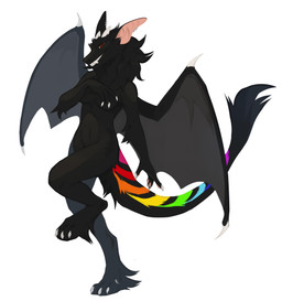 anthro black_body black_fur breasts brown_eyes ear_piercing ear_ring fangs female fur grey_wings grin horn looking_at_viewer medium_breasts membrane_(anatomy) membranous_wings multicolored_tail navel nude piercing pink_inner_ear rainbow_tail ring_piercing simple_background small_horn smile solo standing tail tail_tuft teeth tuft unsigned white_background white_horn wings corzh77 mythology dragon furred_dragon furred_scalie mythological_creature mythological_scalie scalie absurd_res full-length_portrait hi_res portrait