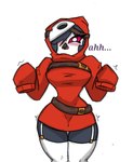 anthro blush female small_waist solo thick_thighs wide_hips pace-maker helluva_boss mario_bros nintendo octavia_(helluva_boss) shyguy