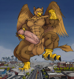 4_toes 5_fingers abs anthro balls beak biceps biped brown_body brown_fur building building_destruction city city_background city_crushing city_destruction cityscape claws destruction erection feathered_wings feathers feet finger_claws fingers fur genitals house landscape_dwarfing macro macro_anthro macro_male male masturbation muscular muscular_anthro muscular_male nude outside pawpads paws pecs penile penile_masturbation penis rampage smile solo stomping tail toe_claws toes vehicle vehicle_destruction vein veiny_penis wings apron555 mythology carpo avian gryphon mythological_avian mythological_creature hi_res