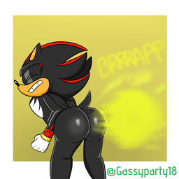 anthro black_body black_fur butt butt_focus clenched_teeth clothing eyes_closed fart fart_cloud fart_fetish farting_at_viewer fist fur gloves handwear male male_farting solo tail teeth supersonicparty18 sega sonic_the_hedgehog_(series) sonic_x_shadow_generations shadow_the_hedgehog eulipotyphlan hedgehog mammal 1:1 hi_res