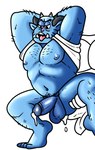 2_horns balls beardo_(ok_k.o.!_lbh) blue_balls blue_body blue_penis blue_skin bodily_fluids body_hair cartoon_network cum duo genital_fluids genitals hi_res horn humanoid humanoid_genitalia humanoid_penis humanoid_pointy_ears male male/male male_humanoid nipples not_furry ok_k.o.!_let's_be_heroes penis pervohyena pubes simple_background teeth tongue unfinished white_background