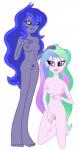 breasts duo female female/female flirting genitals nipples not_furry pussy sitting kog_smut equestria_girls hasbro my_little_pony nightmare_moon_(eg) princess_celestia_(eg) human mammal