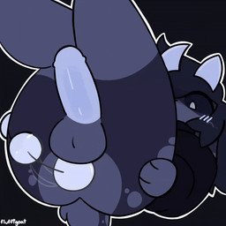 anal anal_penetration animated_gif anthro beads blue_eyes blush clothing fur heart_symbol hoodie horn male multicolored_body multicolored_fur penetration simple_background solo topwear fluffigoat akii_(fluffigoat) bovid caprine goat mammal 1:1 animated hi_res short_playtime