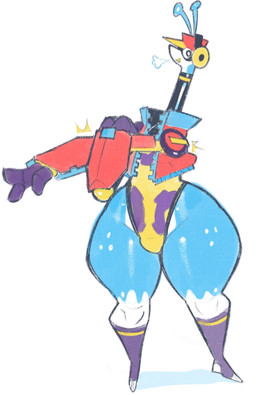 anthro blue_body bulge clothing cybernetic_arm cybernetic_limb electronics hat headgear headphones headwear huge_hips huge_thighs hyper hyper_hips hyper_thighs jacket leotard long_neck male multicolored_body simple_background small_waist solo stretching_arms thick_thighs topwear two_tone_body white_background white_body wide_hips solsticespaghetti dj_gyro_(solsticespaghetti) unknown_species hi_res