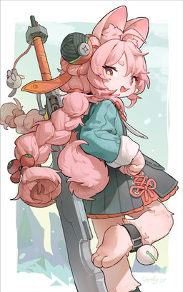 3_toes ahoge anklet anthro barefoot braided_pigtails clothed clothed_anthro clothed_female clothing feet female flat_chested fully_clothed fully_clothed_anthro fully_clothed_female fur hair inner_ear_fluff jewelry overall_dress paws pink_body pink_fur pink_hair red_eyes scut_tail short_tail solo tail toes tuft landypommel mihoyo zenless_zone_zero zhao_(zenless_zone_zero) lagomorph leporid mammal rabbit thiren 2025 absurd_res hi_res
