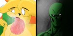 2:1 angry animal_crossing anthro big_tongue bodily_fluids bone canid canine comic drooling drooling_tongue duo excessive_saliva female glowing glowing_eyes head_tuft hi_res hyper hyper_tongue isabelle_(animal_crossing) looking_at_viewer m4n m4n_(m4n) male male/female mammal meme mouth_play muscular muscular_male nintendo saliva skull skull_head steam steamy_breath tongue tongue_out tuft undead white_eyes