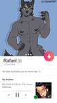 abs anthro barely_visible_genitalia cigarette claws dating_app dating_profile electronics genitals hand_on_hip male muscular nipples pecs phone pubes selfie solo text yellow_sclera frenhm deftones tinder_(app) rafael_toledo canid canine canis mammal wolf 9:16 english_text hi_res