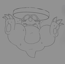 ambiguous_gender anthro biped blush bodily_fluids eyewear featureless_crotch feet goggles simple_background slightly_chubby spread_legs spreading sweat tigerden00 mario_bros nintendo eulipotyphlan mammal mole_(animal) rocky_wrench 2025 hi_res monochrome