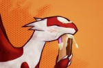 candy chocolate cream_(food) dessert eating eclair eyes_closed female feral food food_fetish innuendo licking oral orange_background pastry pattern_background red_body red_scales scales simple_background solo suggestive suggestive_food tongue tongue_out tjk nintendo pokemon generation_3_pokemon latias legendary_pokemon pokemon_(species) 3:2 hi_res wallpaper