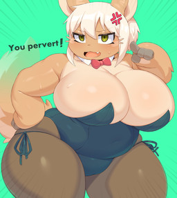 aged_up angry anthro belly big_breasts bow_tie breasts clothing cross-popping_vein curvy_figure exclamation_point female gesture green_eyes hair hand_gesture huge_breasts huge_hips huge_thighs leggings legwear leotard looking_at_viewer multicolored_body navel open_mouth pantyhose pointing pointing_at_viewer slightly_chubby solo standing text thick_thighs two_tone_body voluptuous white_hair wide_hips berseepon09 made_in_abyss nanachi lagomorph leporid mammal narehate rabbit 2022 english_text hi_res
