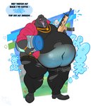 anthro belly chug_jug chug_jug_expansion clock clothed clothing expansion glowing glowing_belly gun holding_object holding_weapon jacket jewelry looking_at_viewer male moobs morbidly_obese obese onomatopoeia overweight overweight_anthro overweight_male ranged_weapon rumbling_stomach shield_potion simple_background solo sound_effects standing text tongue topwear watch weapon awoogasm epic_games fortnite thunder_(fortnite) komodo_dragon lizard monitor_lizard reptile scalie absurd_res digital_media_(artwork) english_text hi_res