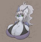 big_breasts blue_body blue_fur breast_squish breasts bulging_breasts cleavage cleavage_overflow clothed clothing ear_piercing female fur green_eyes grey_hair hair huge_breasts hyper hyper_breasts ineffective_clothing inner_ear_fluff looking_at_viewer piercing solo squish tuft nooxgard mythology flayra dragon furred_dragon furred_scalie mythological_creature mythological_scalie scalie 2021 bust_portrait hi_res portrait