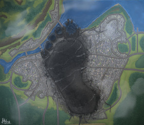 5_toes bird's-eye_view city cityscape crush destruction feet footprint high-angle_view landscape toes zero_pictured 1-bobu hi_res