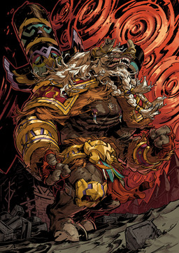 3_fingers anthro armor armor_plates banner beard bodypaint bone detailed_background dust facial_hair feather_accessory fingers hooves horn male mane solo standing tail totem tribal unconvincing_armor white_beard white_facial_hair white_mane er_shao blizzard_entertainment warcraft harb_freton bovid bovine mammal tauren absurd_res hi_res