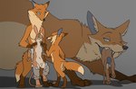 abdominal_bulge anthro bedroom_eyes blue_eyes breasts butt captured clothing dominant dominant_female female feral finger_on_chin fluffy_butt genitals group hivemind imminent_sex imminent_vore male male/female narrowed_eyes nervous nude penis predator/prey restrained seductive size_difference small_penis smile teasing torn_clothing vore timor inanis the_tiny_hungering_vulpines_(spottea) alien canid canine devouring_swarm fox inanis_(species) mammal rodent springhare