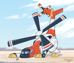 aircraft helicopter hunched_over machine male narrowed_eyes observing outside solo squint squinted_eyes vehicle maxner12 aeromorph living_aircraft living_machine living_vehicle absurd_res hi_res