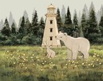 ambiguous_gender black_nose duo ears_up eyes_closed feral flower fur grass lighthouse plant quadruped tree white_body white_fur rt0no bear lagomorph leporid mammal polar_bear rabbit ursine 2022 hi_res