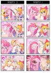 cutie_mark ellipsis female group hair long_hair question_mark sweetsound friendship_is_magic hasbro my_little_pony the_simpsons touhou bart_simpson pinkamena_(mlp) pinkie_pie_(mlp) suika_ibuki yuugi_hoshiguma earth_pony equid equine horse mammal pony comic hi_res