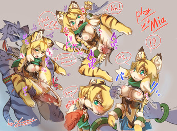 anthro anthro_on_anthro anthro_penetrated anthro_penetrating anthro_penetrating_anthro areola assisted_exposure balls begging_for_mercy blush bodily_fluids bouncing_breasts breasts clothing crying cum cum_in_mouth cum_in_vagina cum_inside cum_on_penis cum_on_tongue cum_string dominant dominant_male duo ear_tuft ejaculation erection explicitly_stated_nonconsent eyebrow_through_hair eyebrows female female_penetrated finger_fetish finger_in_mouth finger_play fingers fish_hooking forced fur genital_fluids genitals green_scarf hair heart_symbol inner_ear_fluff interrobang leaking_cum leg_grab male male/female male_penetrating male_penetrating_female motion_lines multicolored_body multicolored_fur multicolored_tail nipples one_eye_closed open_mouth penetration penile penile_penetration penis penis_in_vagina pull_out rape scarf sex speech_bubble stripes submissive submissive_female tail tears teeth text tongue topwear torn_clothing torn_topwear translucent translucent_hair tuft unwanted_cum_inside unwanted_ejaculation vaginal vaginal_penetration white_body white_fur wrist_grab yellow_body yellow_fur tamanosuke cygames world_flipper mia_(world_flipper) nimbus_(world_flipper) felid feline mammal pantherine tiger absurd_res english_text hi_res japanese_text
