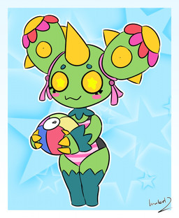 anthro anthrofied ball blush chibi claws clothed clothed_female clothing female green_body horn multicolored_body partially_clothed plant pokemorph simple_background smile solo star_eyes yellow_eyes hambor12 nintendo pokemon fan_character mags_(hambor12) elemental_creature flora_fauna generation_5_pokemon maractus pokemon_(species) 2019 digital_media_(artwork) hi_res