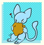 3_toes anthro blue_body eating feet heart_symbol male nugget solo tail toes white_eyes drawcat13 nintendo pokemon milian_(mew_lindo) generation_1_pokemon legendary_pokemon mew_(pokemon) pokemon_(species) shiny_pokemon