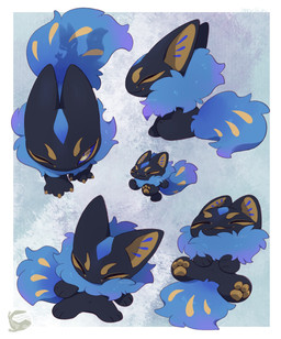 ambiguous_gender anthro black_body black_fur eyes_closed fur multiple_poses navel neck_tuft one_eye_closed pose simple_background solo tail tuft mochiri canid canine fox mammal absurd_res hi_res