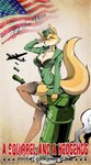 absurd_res aircraft airplane american_flag anthro b-29 bomb bra canid canine clothed clothing explosives eyewear female footwear fox gesture glasses gooroomee hat headgear headwear hi_res high_heels legwear lt._fox_vixen mammal salute sek_studio solo squirrel_and_hedgehog tail thigh_highs underwear united_states_of_america vehicle