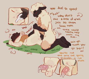 andromorph andromorph/male andromorph_penetrated anthro black_body black_fur blush bodily_fluids cloven_hooves covering covering_face cum cum_in_vagina cum_inside cumshot dialogue duo ejaculation fur genital_fluids genitals hooves humanoid_genitalia humanoid_penis intersex intersex/male intersex_penetrated interspecies leg_glider_position male male_penetrating male_penetrating_andromorph male_penetrating_intersex mastectomy_scar moan penetration penile penile_penetration penis penis_in_vagina plap raised_leg scar sex text vaginal vaginal_penetration visibly_trans white_body white_fur wool_(fur) shipupp bovid canid canine canis caprine domestic_dog mammal sheep english_text