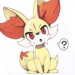 ambiguous_feral ambiguous_gender black_nose bodily_fluids cheek_tuft confusion cum cum_on_face dipstick_tail facial_tuft fangs feral fluffy fluffy_tail front_view fur genital_fluids head_tilt inner_ear_fluff markings multicolored_body multicolored_fur open_mouth pink_tongue pupils quadruped question_mark red_body red_eyes red_fur red_inner_ear_fluff red_tail red_tail_tip simple_background sitting snout solo speech_bubble tail tail_markings teeth tongue tuft two_tone_tail white_background white_body white_fur yellow_body yellow_ears yellow_fur yellow_tail youjomodoki nintendo pokemon canid canine fennekin generation_6_pokemon mammal pokemon_(species) 2026 absurd_res hi_res