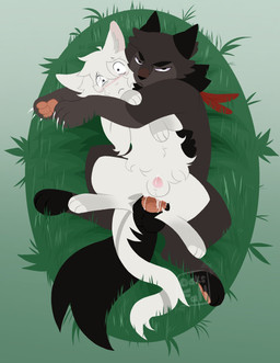 anal anal_penetration animal_genitalia animal_penis balls black_balls black_body black_fur black_nose blush bodily_fluids brown_body brown_fur claws constricted_pupils cum cum_in_ass cum_inside cumming_while_penetrating duo feline_genitalia feline_penis feral feral_on_feral feral_penetrated feral_penetrating feral_penetrating_feral fluffy fur genital_fluids genitals grass inner_ear_fluff logo looking_at_viewer lying male male/male male_penetrated male_penetrating male_penetrating_male on_back pawpads paws penetration penile penile_penetration penis penis_in_ass pink_nose plant pupils sex simple_background small_pupils tail tuft white_balls white_body white_fur wide_eyed 11oaksfall11 warriors_(book_series) bearheart_(littleperrito) fan_character sealfluff_(littleperrito) domestic_cat felid feline felis mammal 2025 artist_logo hi_res