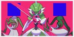 ambiguous_gender group machine not_furry trio zvlku nintendo pokemon future_pokemon gallade gardevoir generation_3_pokemon generation_4_pokemon generation_9_pokemon humanoid iron_valiant paradox_pokemon pokemon_(species) robot 2:1 absurd_res hi_res