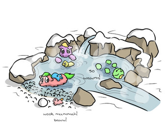 ambiguous_feral ambiguous_gender baby_talk bathing bathing_together blonde_hair bodily_fluids carrying_another cum dialogue eyes_closed feral fur genital_fluids green_body green_fur green_hair green_tail group hair hot_spring neonate onsen open_mouth orange_tail outside purple_body purple_fur red_body red_fur relaxing smile snow snowballing steam tail text water yellow_body yellow_fur young young_ambiguous young_feral carpdime fluffy_pony fluffy_pony_(species) mammal digital_media_(artwork) english_text story story_at_source story_in_description