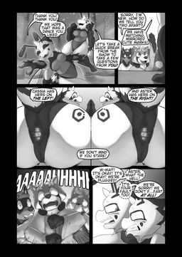 3_fingers 4_fingers antennae_(anatomy) anthro back_wings big_breasts big_butt blush breasts butt buttplug clothed clothed_anthro clothed_female clothed_male clothing convention dancing dialogue duo embarrassed fart female female/female fingers flower fully_clothed fully_clothed_anthro fully_clothed_female fully_clothed_male group male multi_arm multi_limb panicked_look pawpads performance plant plug_(sex_toy) sex_toy speech_bubble stage_act stage_curtains stinger stinger_tail tail text whispering wings soomir aster_(soomir) cassia_(soomir) ailurid arthropod bee canid canine canis dobermann domestic_dog hymenopteran insect mammal pinscher queen_bee red_panda absurd_res comic english_text hi_res monochrome sibling_(lore) twins_(lore)