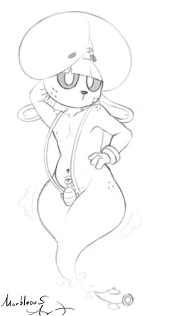 anthro atlas_(rasmuslikestodraw) belly black_nose black_sclera bracelet clothing cloud curvy_figure femboy floating freckled_face freckled_hips freckled_shoulders freckles front_view fused_legs hand_behind_back hand_on_hip hat headgear headwear jewelry lamp levitating levitation looking_at_viewer magic male navel neutral_expression nipples pecs pose presenting raised_arm seductive simple_background sketchy slightly_chubby slightly_chubby_anthro slightly_chubby_male small_eyebrows small_nose smoke solo tattoo thick_thighs white_background white_eyes wide_hips womb_tattoo conditional_dnp marbleous mythology genie lagomorph leporid mammal mythological_creature rabbit 9:16 hi_res monochrome sketch