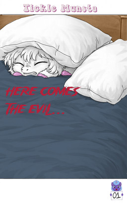 ambiguous_feral ambiguous_gender bed bedding clenched_teeth eyes_closed feral fur furniture hiding hooves lying on_front pillow pink_hooves scared solo teeth text white_body white_fur young young_ambiguous young_feral sorrystickpro fluffy_pony fluffy_pony_(species) mammal 2026 5:8 absurd_res digital_media_(artwork) english_text hi_res shaded